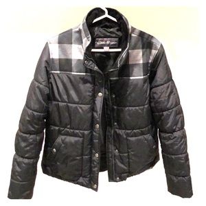 Eddie Bauer XL EUC Black Gray Buffalo Check Jacket